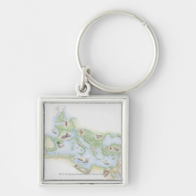 Illustrated map of Roman Empire Keychain (Front)