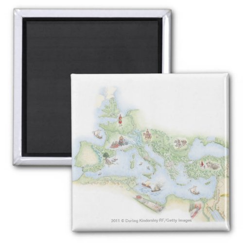 Illustrated map of Roman Empire Magnet