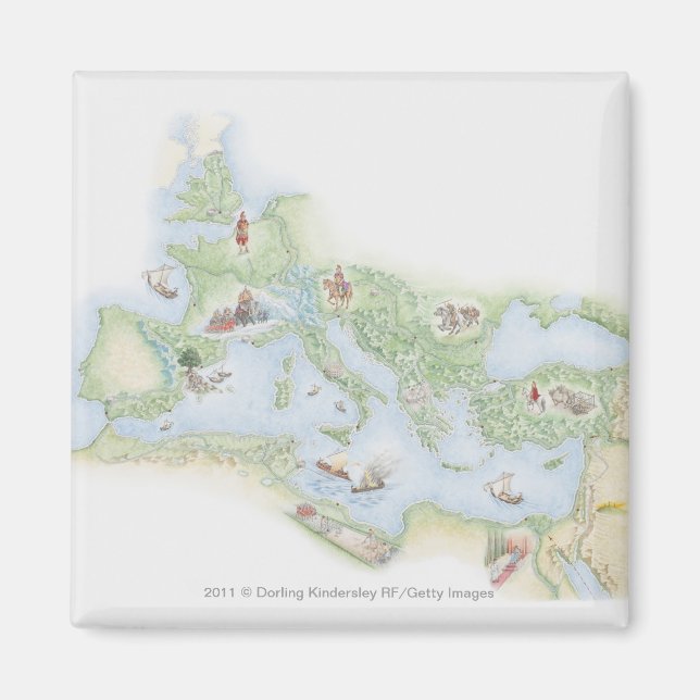Illustrated map of Roman Empire Magnet (Front)