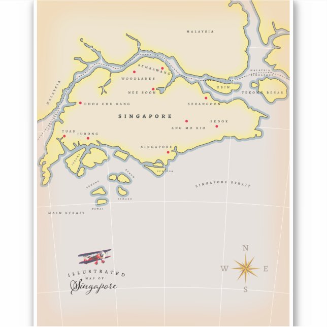 Illustrated map of Singapore Sticker (Front)