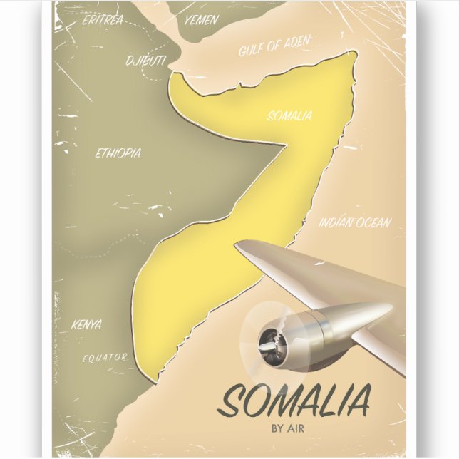 illustrated map of Somalia Sticker (Front)