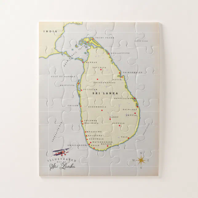 Illustrated Map Of Sri Lanka Jigsaw Puzzle Zazzle