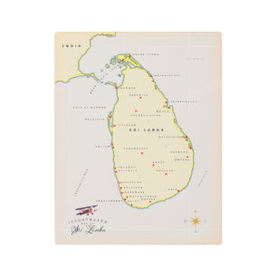 Illustrated map of Sri Lanka Metal Print