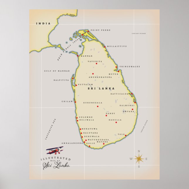 Illustrated map of Sri Lanka Poster (Front)