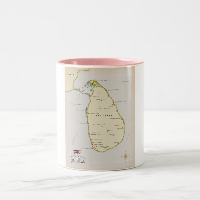 Illustrated map of Sri Lanka Two-Tone Coffee Mug (Center)