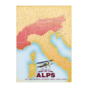 Illustrated map Of the Alps Acrylic Print