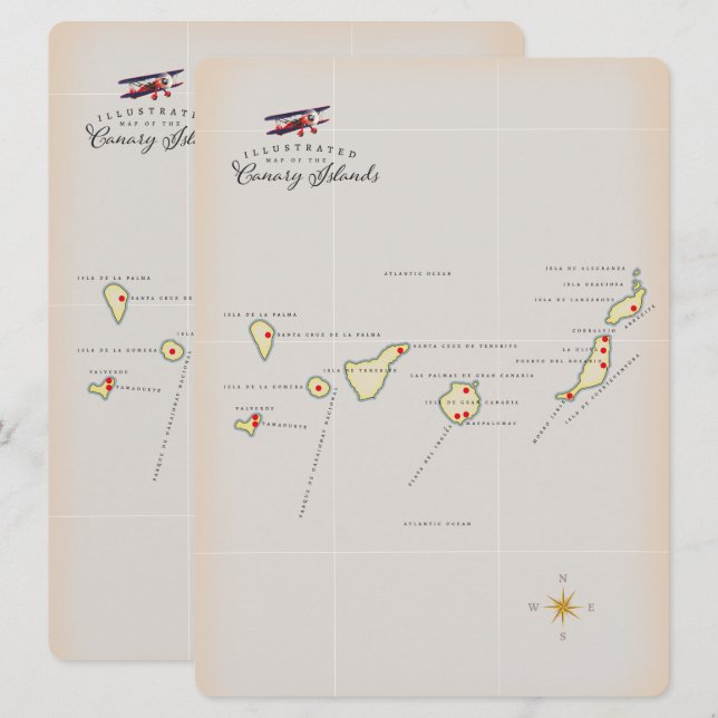 Illustrated map of the Canary Isalnds. (Front/Back)