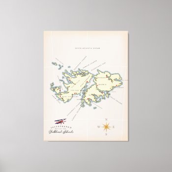 Illustrated Map Of The Falkland Islands. Canvas Print by bartonleclaydesign at Zazzle