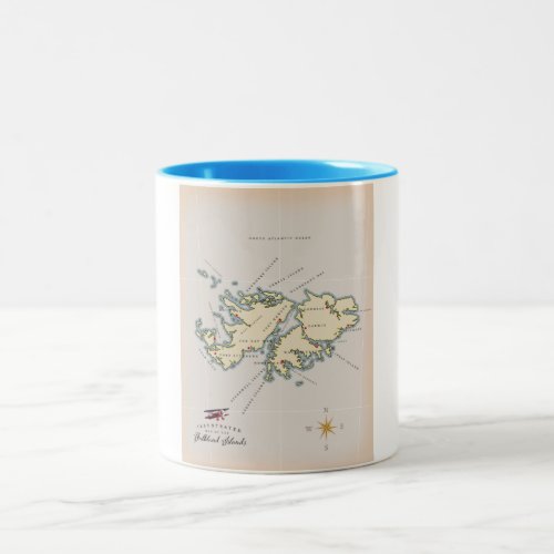 Illustrated map of the Falkland Islands Two_Tone Coffee Mug