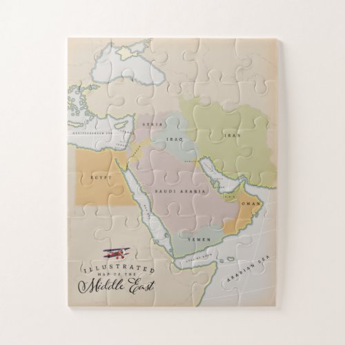 Illustrated map of the Middle East Jigsaw Puzzle