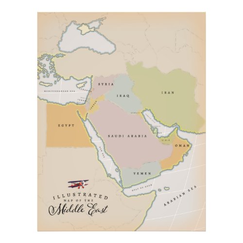 Illustrated map of the Middle East Photo Print