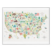 Illustrated Map of the USA Wood Wall Art (Front 14x11)
