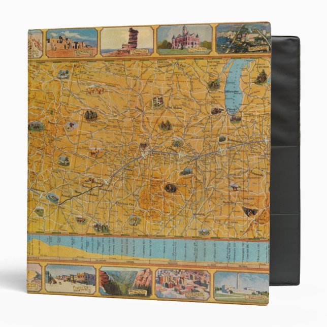Illustrated Map of US Airways 3 Ring Binder (Front/Inside)
