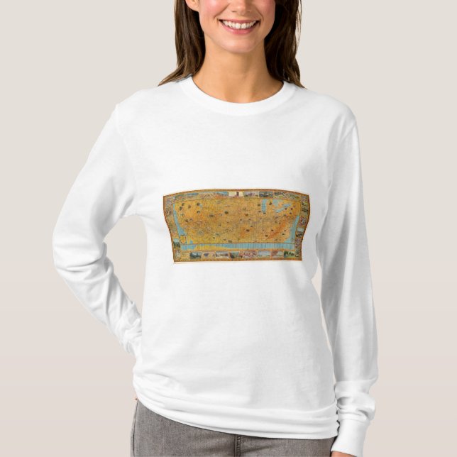 Illustrated Map of US Airways T-Shirt (Front)