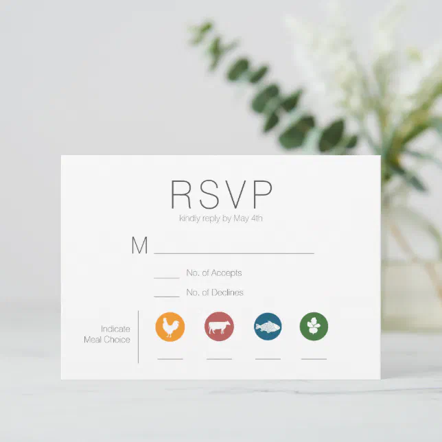 Illustrated Meal Choice RSVP Card Zazzle