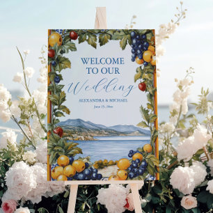 Illustrated Mediterranean Wedding Foam Board