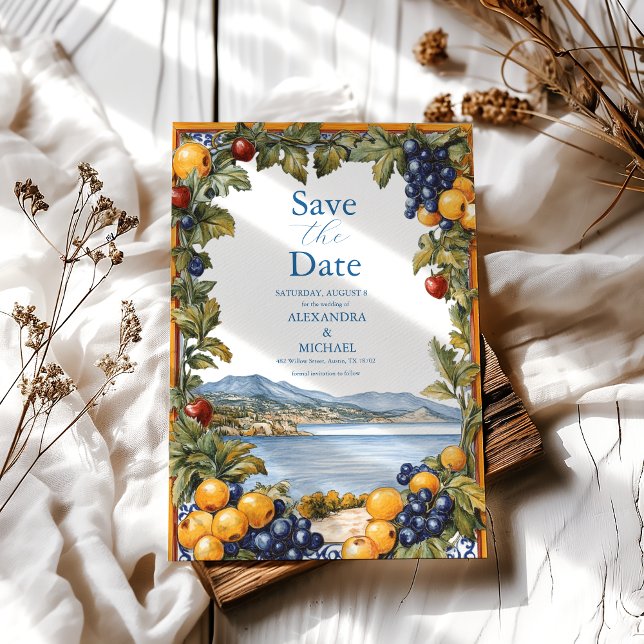 Illustrated Mediterranean Wedding  Save The Date (Creator Uploaded)