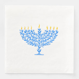 Illustrated Menorah Hanukkah Paper Dinner Napkins