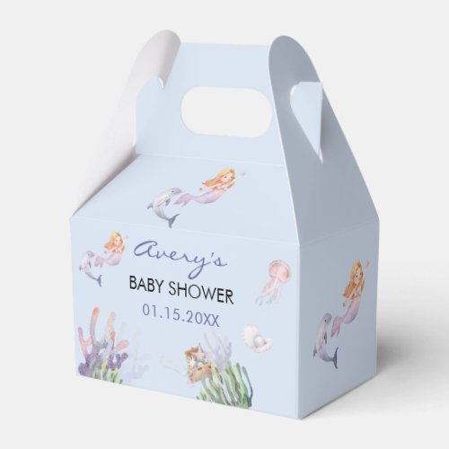 Illustrated Mermaid Baby Shower Favor Box