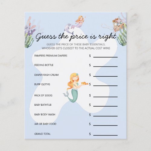 Illustrated Mermaid Baby Shower Game