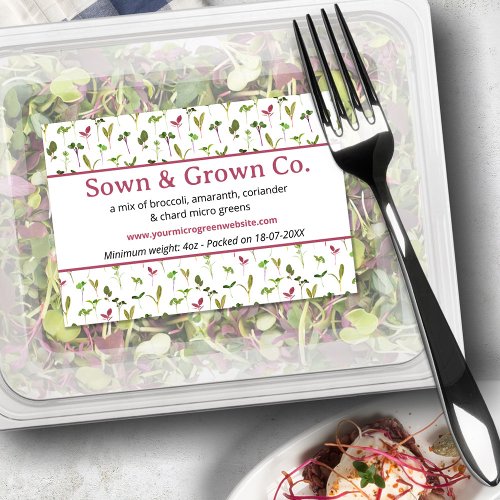 Illustrated Microgreen Label inc Date  Weight 