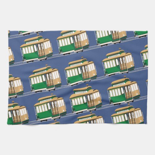 Illustrated Mini Cable Car Pattern Kitchen Towel