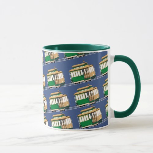 Illustrated Mini Cable Car Pattern Mug