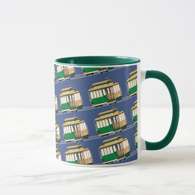 Illustrated Mini Cable Car Pattern Mug (Right)
