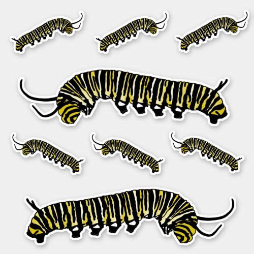 Illustrated Monarch Butterfly Caterpillar Stickers