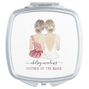 Illustrated Mother of the Bride   Monogram Compact Mirror
