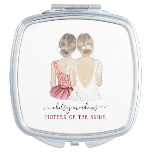 Illustrated Mother of the Bride  Monogram Compact Mirror