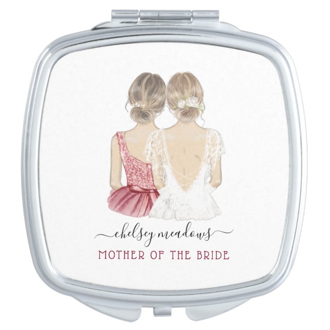 Illustrated Mother of the Bride | Monogram Compact Mirror (Front)
