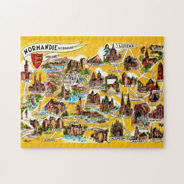 Illustrated Normandy France Jigsaw Puzzle (Horizontal)
