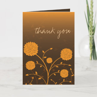 Illustrated Orange Floral Thank You Card