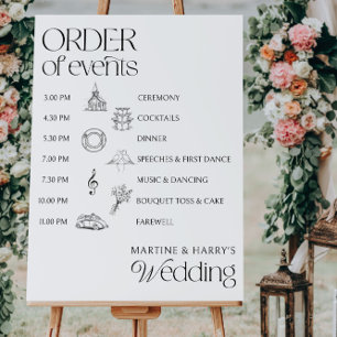 Illustrated Order of Events Modern Wedding Sign