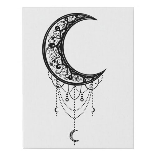 Illustrated Ornamental Moon Faux Canvas Print