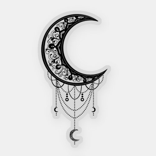 Illustrated Ornamental Moon Sticker