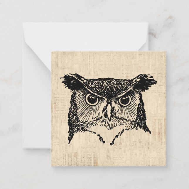 Illustrated Owl Art Note Card (Front)