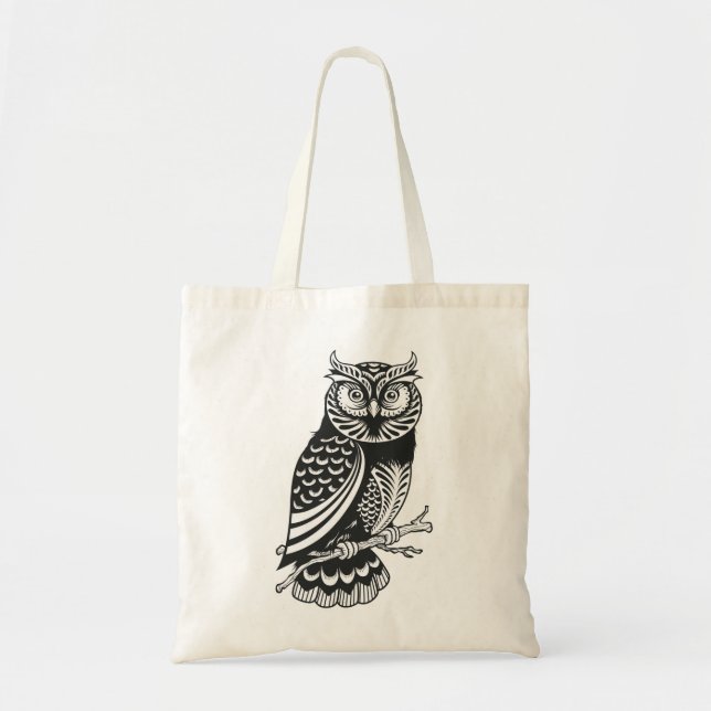 Illustrated Owl design Tote Bag (Front)