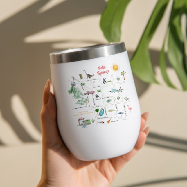 Illustrated Palm Springs Map | Bachelorette Thermal Wine Tumbler (Creator Uploaded)