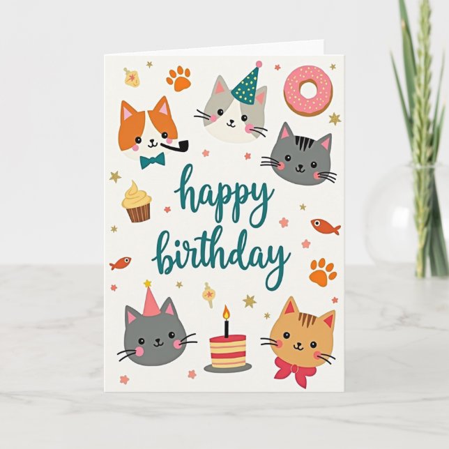 Illustrated Party Birthday Card (Front)