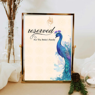 Illustrated Peacock muslim elegent Reserved Table Tent
