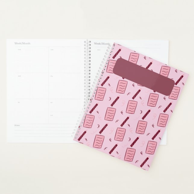 Illustrated Pencil and Note Paper Pattern Pink Jou Planner (Display)