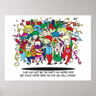 Illustrated People Dancing Poster