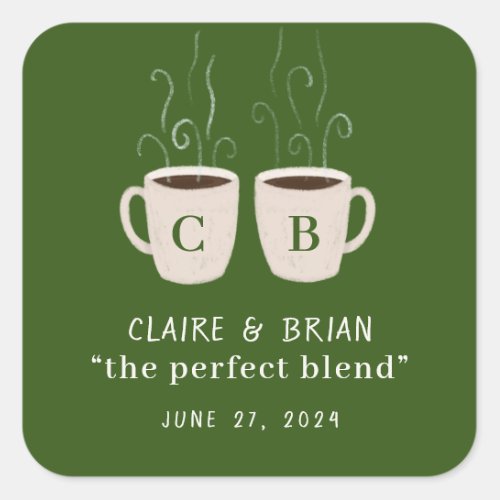 Illustrated Perfect Blend Couples Mugs Favor Square Sticker
