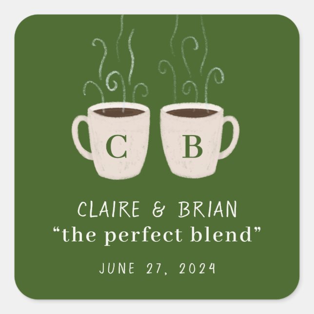 Illustrated Perfect Blend Couples Mugs Favor Square Sticker (Front)