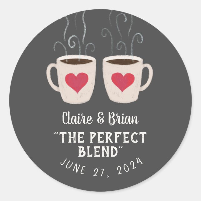 Illustrated Perfect Blend Heart Mugs Favor Classic Round Sticker (Front)