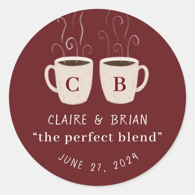 Illustrated Perfect Blend monogram Mugs Favor Classic Round Sticker (Front)