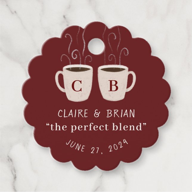 Illustrated Perfect Blend monogram Mugs Favor Tag (Front)