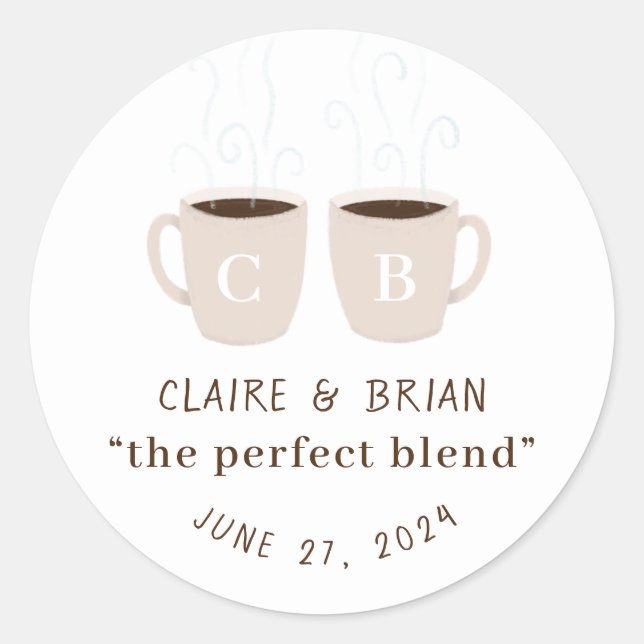 Illustrated Perfect Blend Monogrammed Mugs Favor Classic Round Sticker (Front)